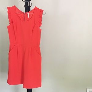 Red-orange flutter sleeve dress - M